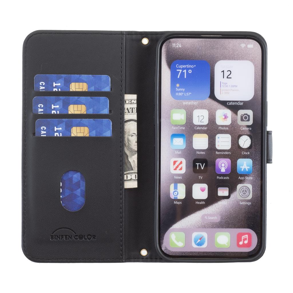 BINFEN COLOR for Samsung Galaxy S23 FE Wallet Case PU Leather Square Grid Cover
