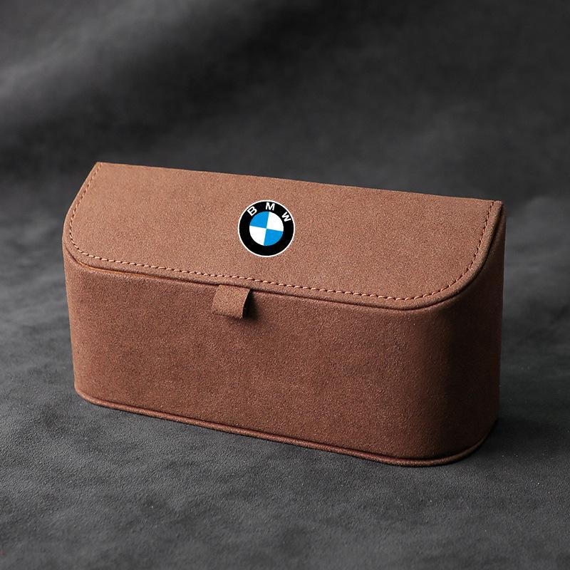 High-Quality Suede Car Sun Visor Glasses Box Car Badge Sunglasses Clips Glasses Box For BMW X1 X2 X3 X5 X4 X6 X7 G30 G20 G32 G11 QH9