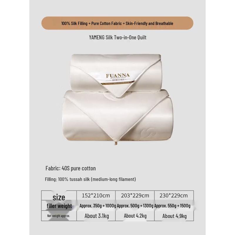 FUANNA 100% Tussah Silk All-Season Quilt