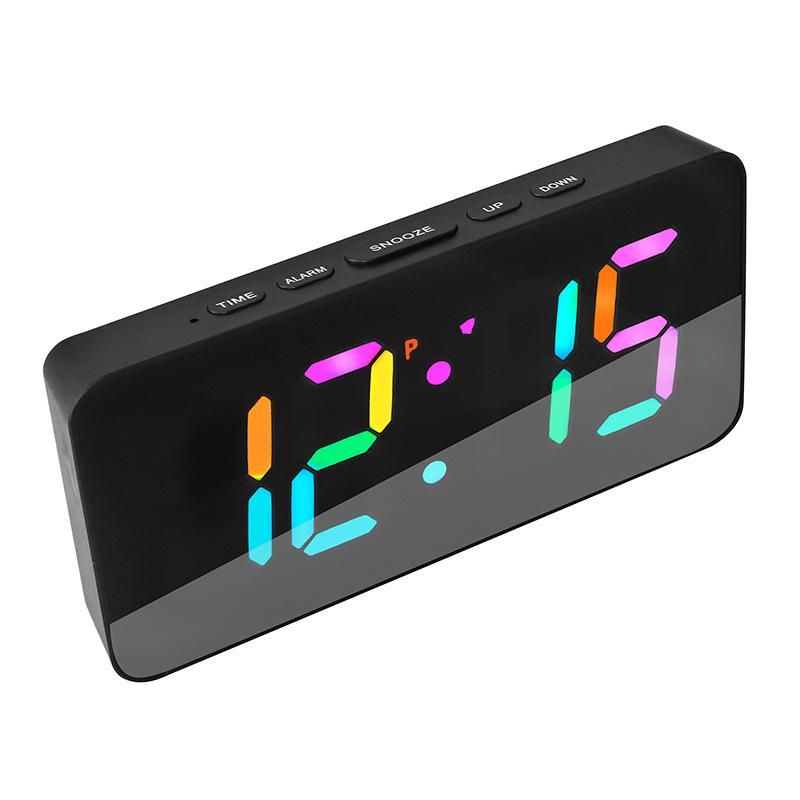 Colorful Creative Electronic Clock Fantasy Color Changing Mirror Clock Student Sleeping Alarm Clock Digital Clock