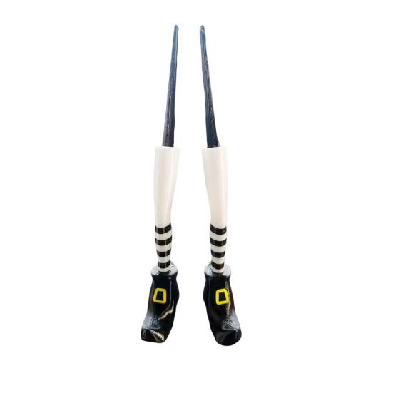 huaqianguhh 1 Pair Witch Legs Planter Decorations, Plastic Leg Insert Ornaments, Halloween Flower Pot Decoration for Outdoor Indoor Potted Plants