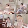 Ice Silk Sleep Dress For Women With Vneck Sleeveless Cute Heart Pattern Summer Nightwear