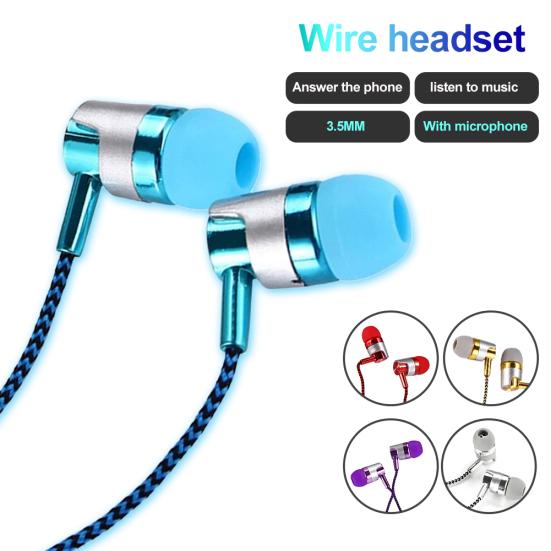 3.5mm Wired In-ear Stereo Music Earphone Earpiece Hands-free Mic for Smart Phone
