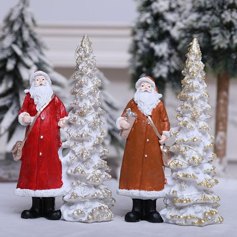 Christmas Figurine Figure Decors Resin Santa Clauses Statue Christmas Decorative Figurines Centerpieces for Holiday