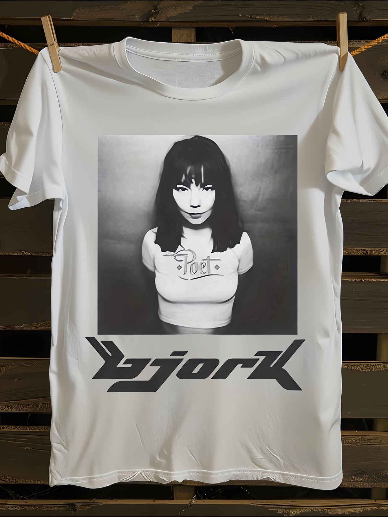 s Bjork Signature Iconic Portrait Name Print Tshirt L