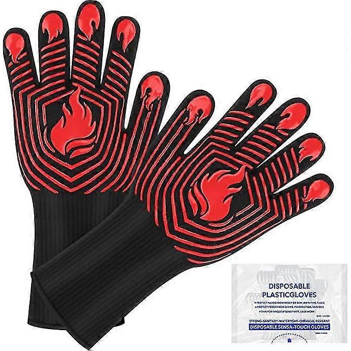 Bbq Grill Gloves Heat Resistant High Temp Resistance Fireproof Glove Silicone Oven Mitts Proof Mittens For Grilling Smoking Barbecue