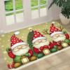 Festive Gnome Trio Doormat Lantern Tree Rug, Soft Polyester Machine Washable Door Carpet for Christmas Entryway Home Decor