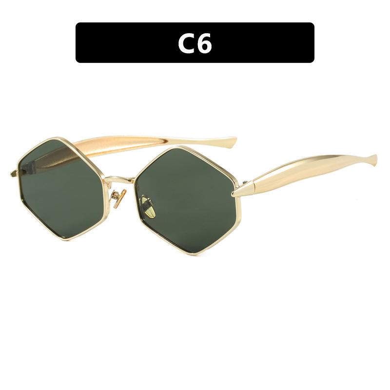 Fashionable Diamond Shaped Irregular Sunglasses Retro Metal Sun Protection High-End Concave Shaped Glasses Uv400 Shades Eyewear