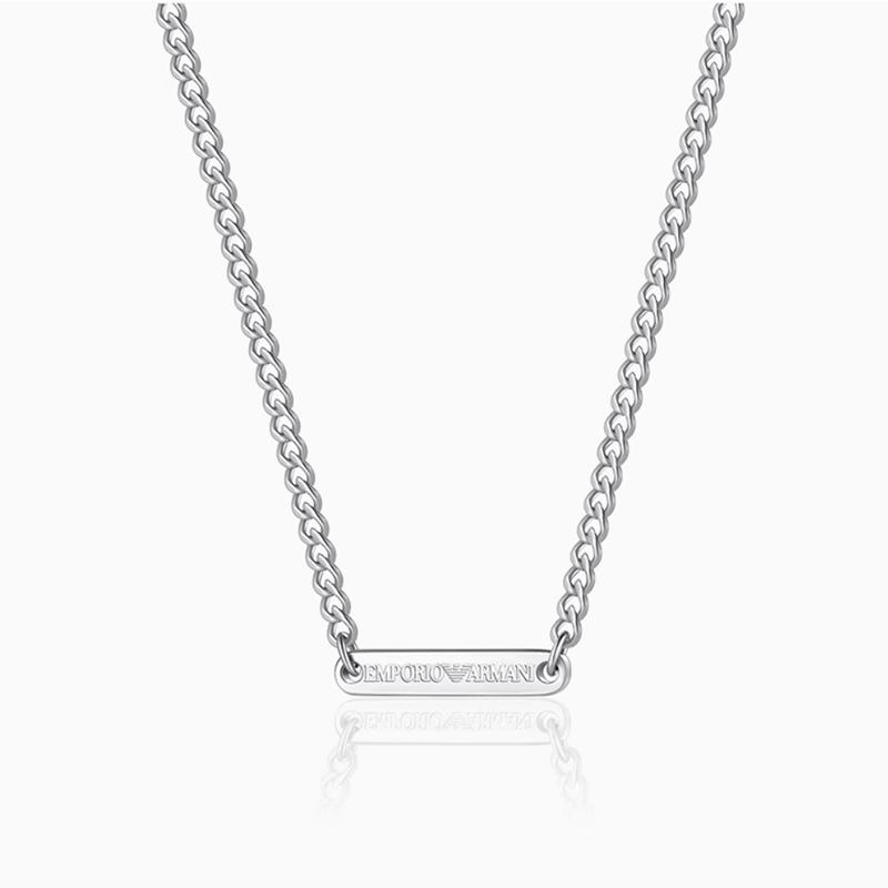 Emporio Armani Hip Hop Cool Fashion Versatile Cuban Link Stainless Steel Necklace Men necklace Silver EGS3188040