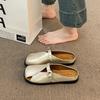 French Flat Bottom Square Head Bag Head Half Slippers Women's Summer Wear 2025 New One-pedal with Skirt Single Shoes Sandals