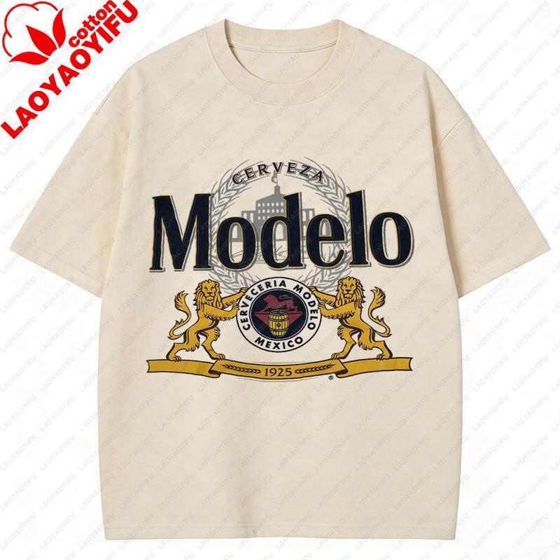 Mexico Cerveceria Modelo T Shirt Oktoberfest Beer Classic Retro Style Streetwear Printed Graphic T Shirts Unisexs Beer Cerveza Tee S