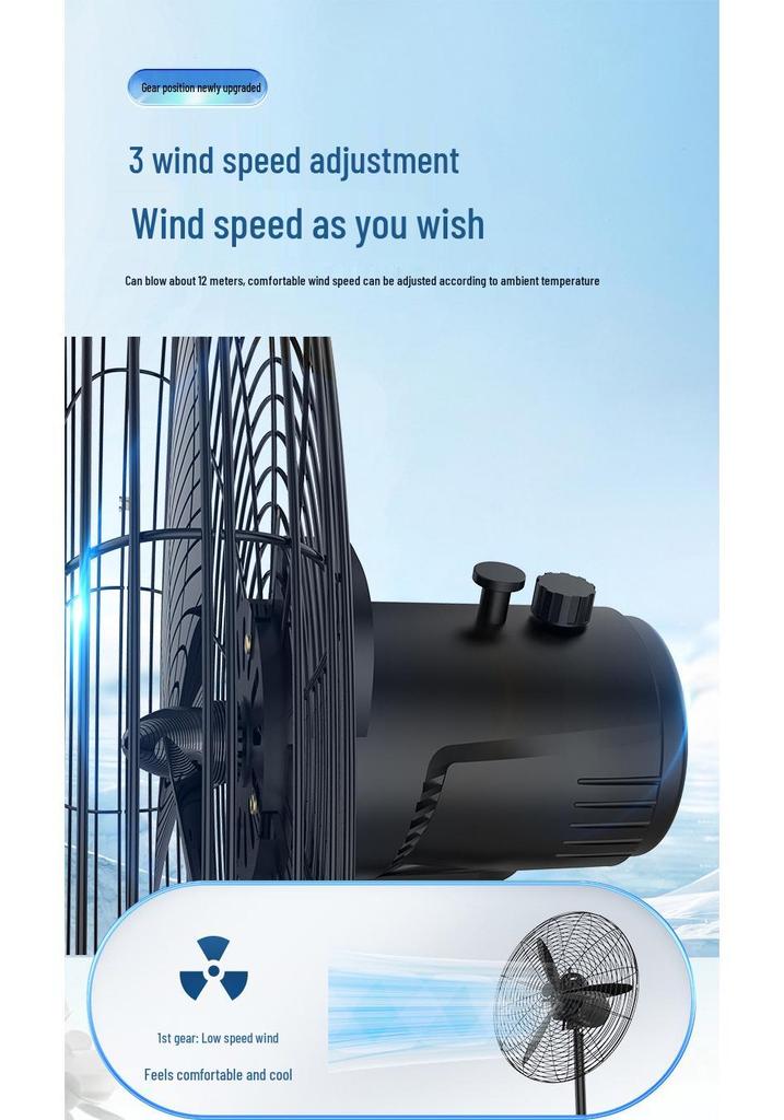 Industrial Floor & Wall-Mounted Fan - Large, Powerful Workshop Fan