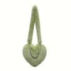 Women Winter Faux Fur Heart Shoulder Bag Soft Plush Chain Crossbody Purse Warm Fluffy Clutch Handbag