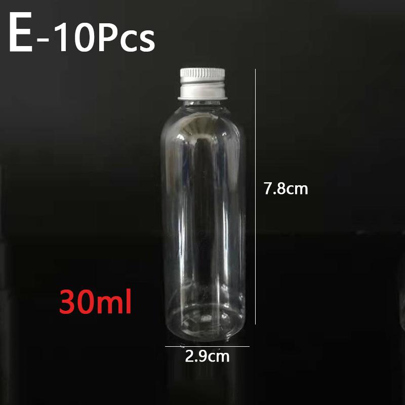 10pcs Transparent Plastic Empty Bottle Clear Storage Jars Tin Pot Cosmetic Containers With Aluminum Cap Lids For Home Kitchen