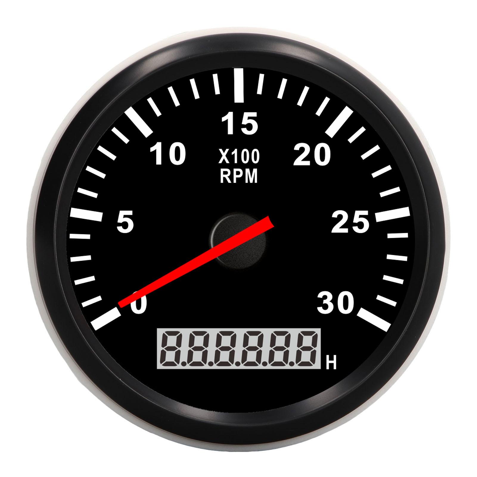 Kaisai Unisex Red 85Mm 3.35In Tachometer Gauge 3000Rpm Ip67 Waterproof Tacho Gauge With Lcd Hourmeter Backlight For Car Truck Boat