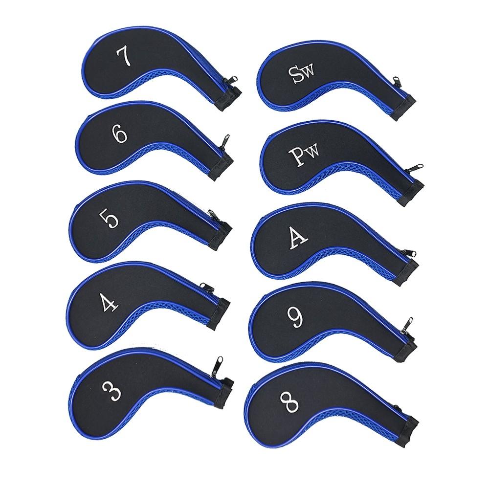 

Набор из 10 чехлов для головки гольф-клуба с молнией, чехлы для головок гольф-клубов, чехлы для железа, аксессуары