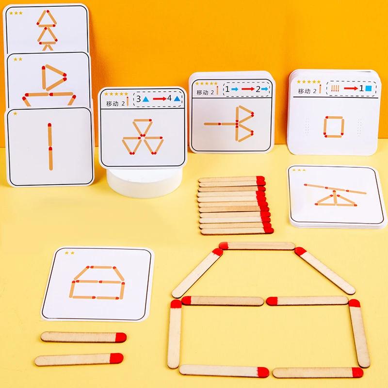 Interesting Toys Montessori Matches Puzzles Game Wooden Toys Diy Math Geometry Board Game Thinking Match Logic Training Educational Toys For Kids