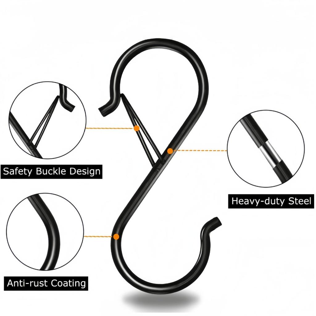 Windproof No-Punch S-Hooks for Bags, Hats & Wardrobes - Anti-Drop, Spring Buckle Storage Solution