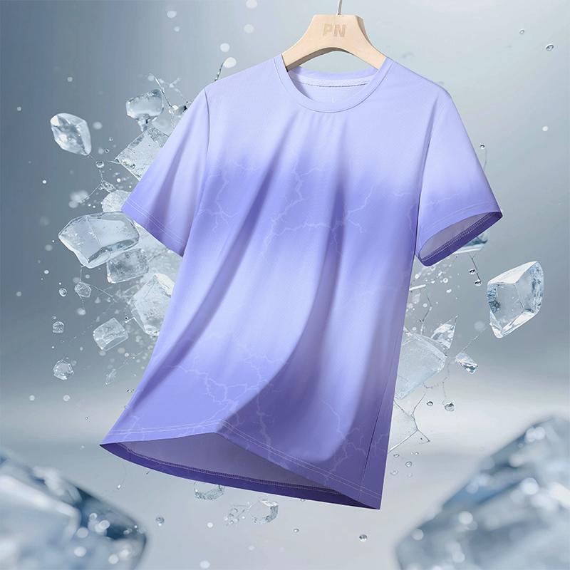 Men's Casual Sports Round Neck Thin Short-sleeved T-shirt Ice Silk Quick-drying