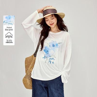 INMAN Women's Printed Modal Cotton Long Sleeve T-shirt