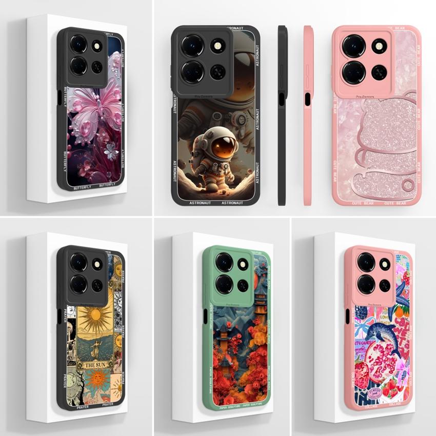 For Infinix Note 30 40 50 Pro Plus 50S 50x Beautiful Crystal Butterfly Phone Cases Screen Protector Liquid Silicone Dustproof Shell For Infinix Casing