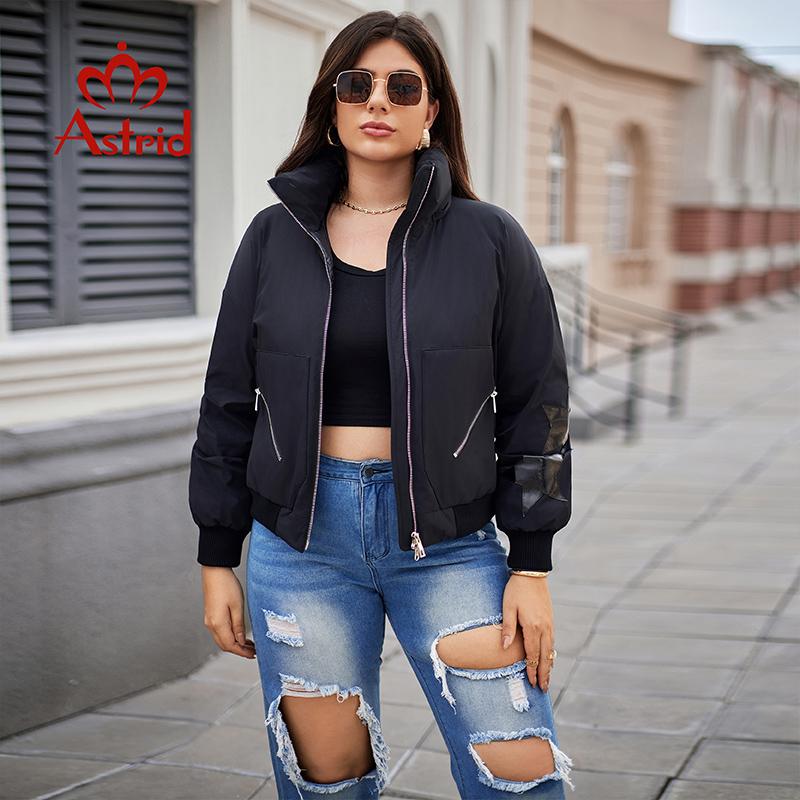 Astrid Women's Winter Down Jacket Plus Size Fashion Short Jacket Girl Thick Print Warm Female Parka Coats Fur Collar Hood AR-30192