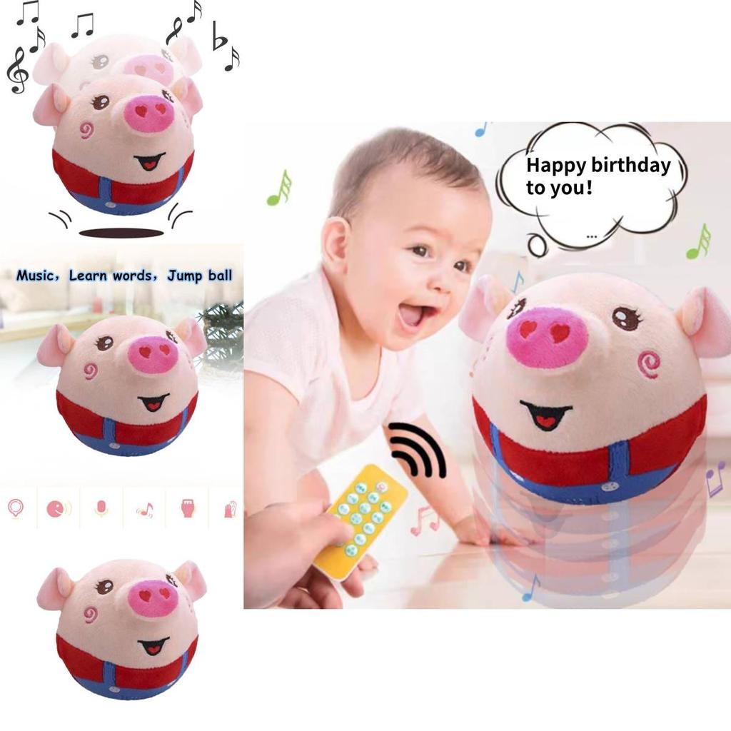 Adorable Bouncing Pig Toy With Plush Fabric And Soothing Music For Baby Toddlers