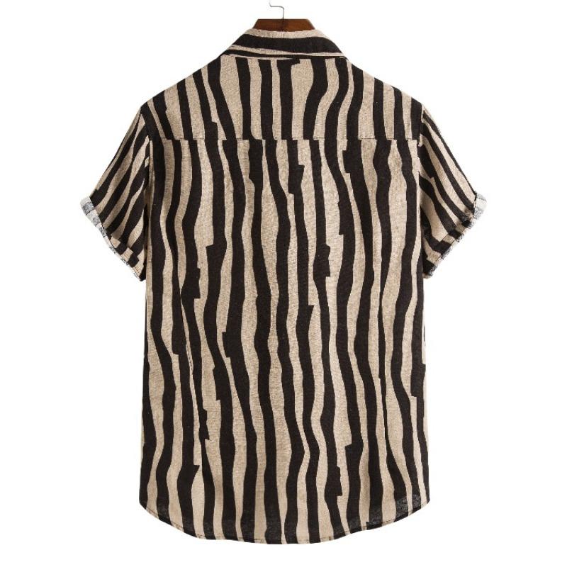Men S Short Sleeve Loose Fit Striped Shirt