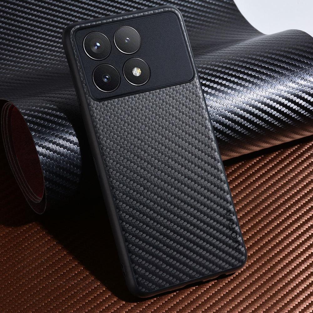 

Carbon Fibre texture Phone Case for Poco X6 Pro F6 Pro Fashion Design Soft Back Cove Case Funda for Poco M6 Pro Poco X6 чёрный