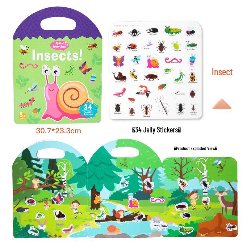 

Портативная книга с тихими наклейками-желе для раннего развития детей