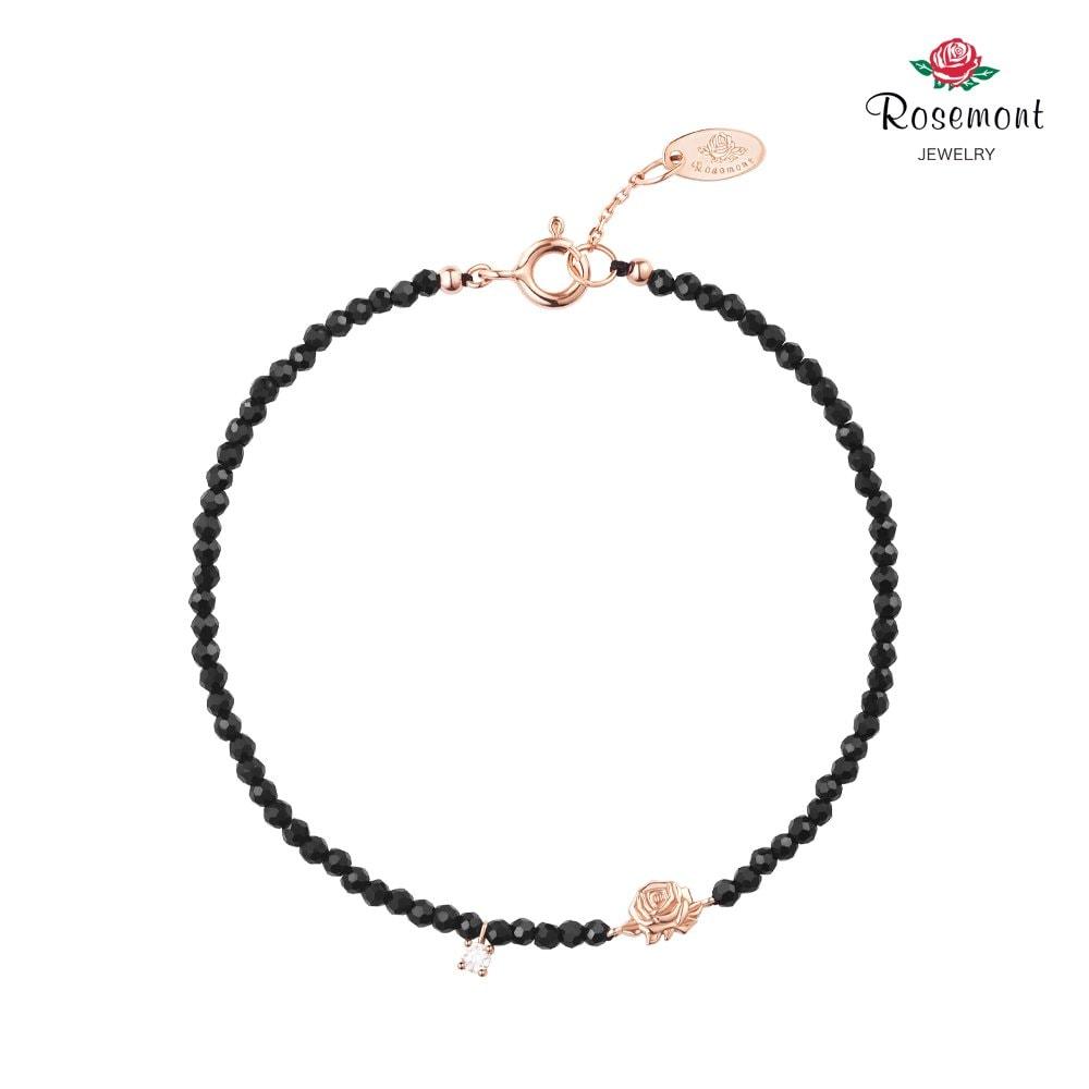 

[Rosemont] Silver Black Bead Bracelet La Vie en Rose Ra24D37K