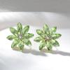 Vintage Light Luxury Colorful Diamond Sunflower Ear Clips High End Crystal Earrings Elegant Evening Party Jewelry