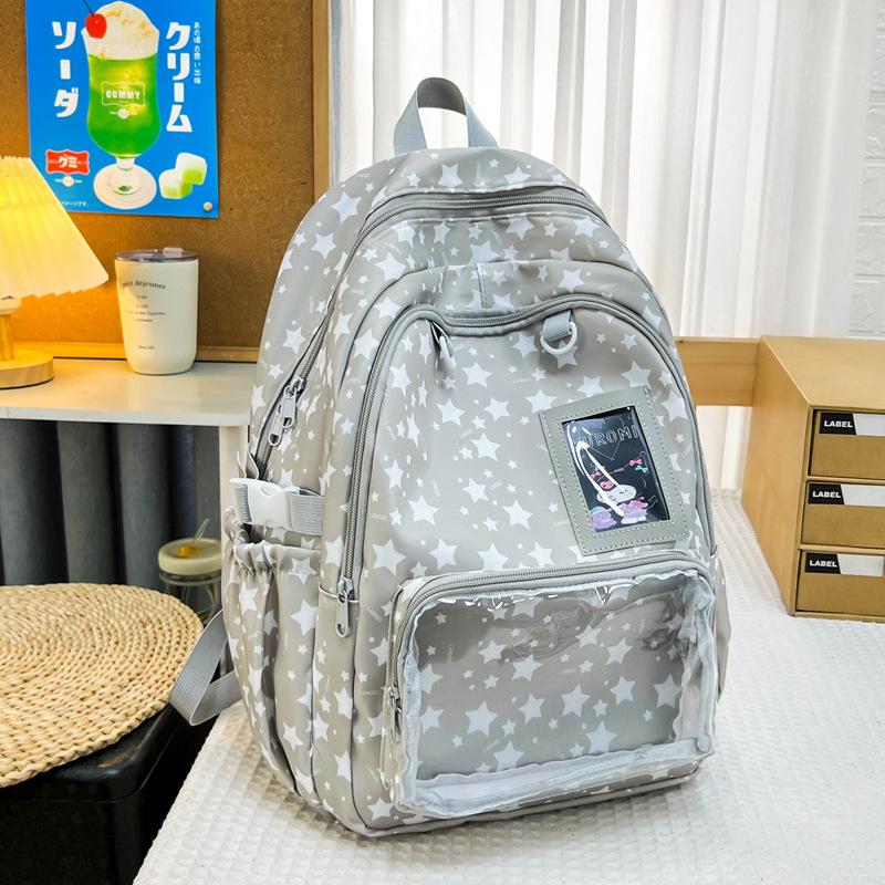 Schoolbag Korean Version of High Value, Fresh and Sweet, Cute Stars, Pain Bag, Junior High School Student Schoolbag, Women's Lightweight Backpack