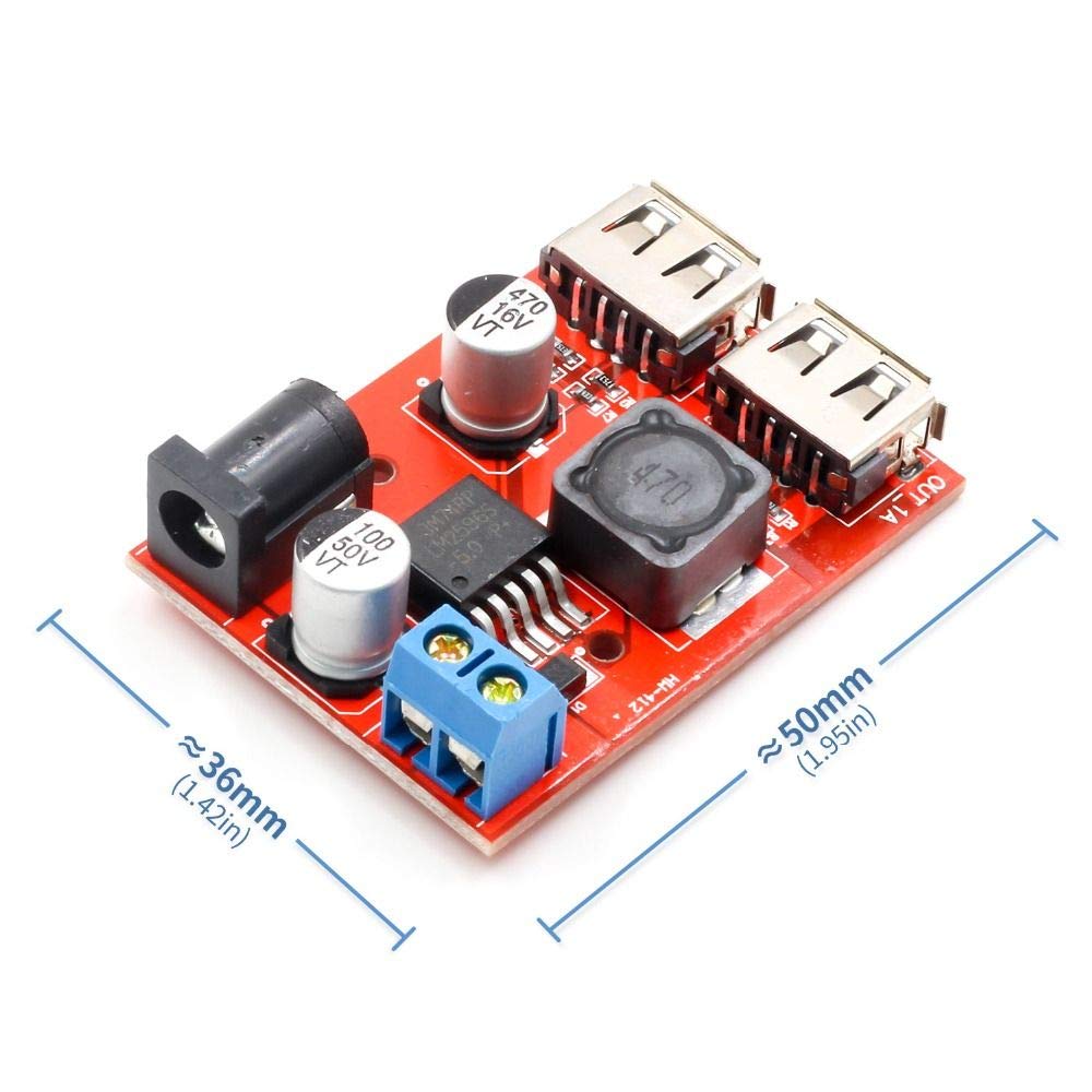 LM2596 LM2596S Dual USB DC-DC 9V 12V 24V 36V to 5V 3A Step Down Buck Converter Board Car Charger Solar Power Supply Module