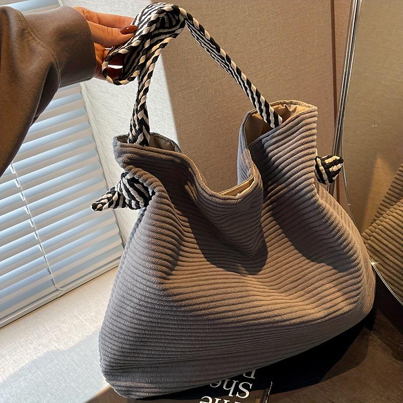 Large Capacity Corduroy Tote Bag, Women's Fashi Casual Handbag Shoulder Bag, Daily Commute Coin Shopping Phe Pouch