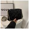Black And White Sparkly Underarm Bag Women 2024 New Spring Nightclub Chain Small Square Bag Street Fashion