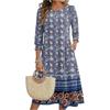 Women's Fashion Pocket Half Sleeve Floral Mid,length Casual Dress