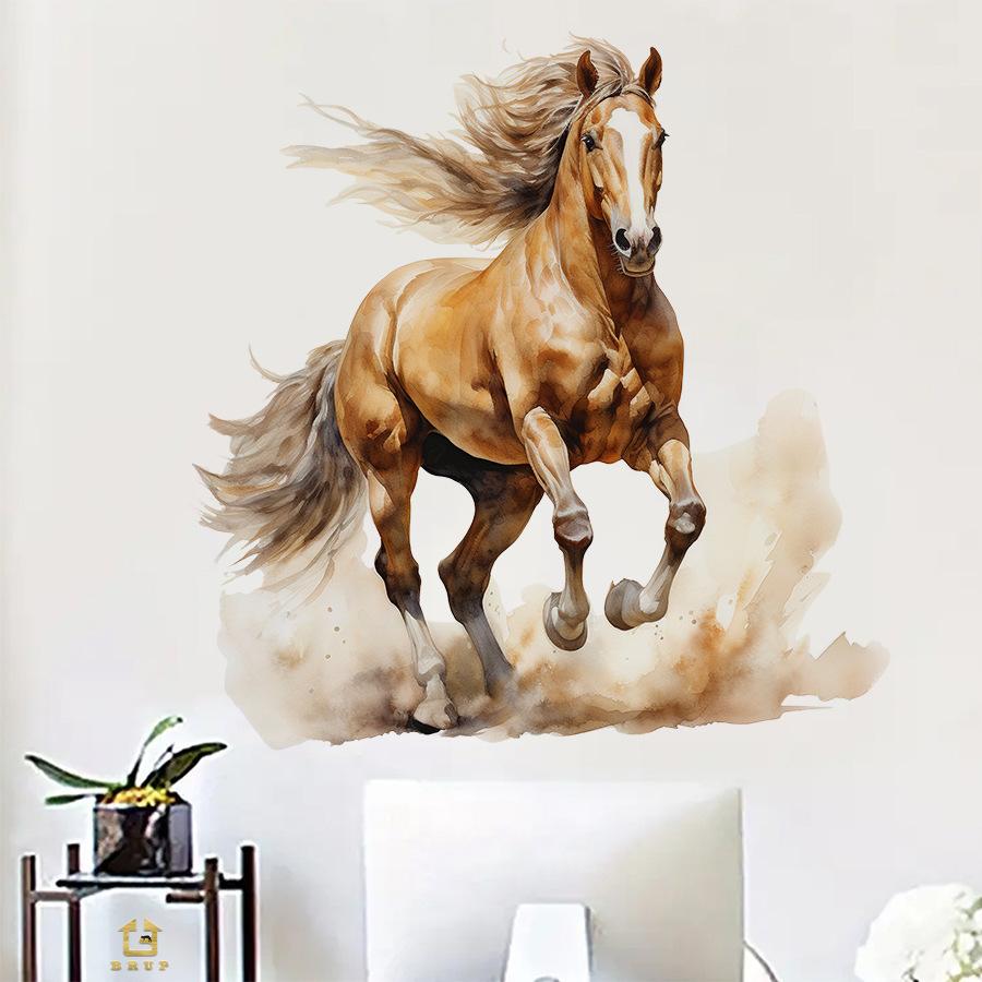 “Success” Galloping Horse Wall Stickers, Removable Self-Adhesive Decor for Study Room Office Living Room Decoration