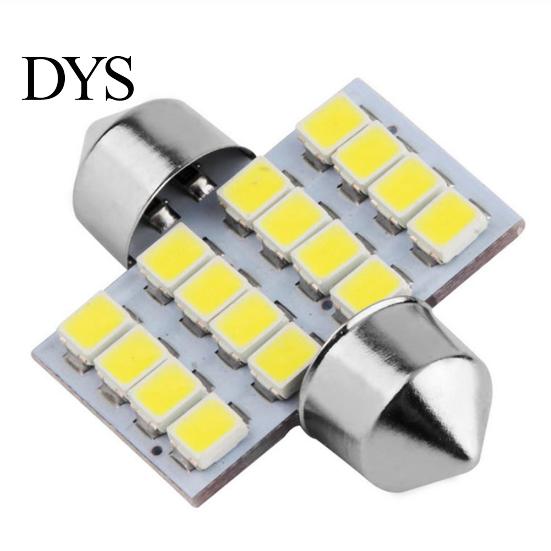 16SMD LED DC 12V Bil Auto Hvid Læse Interiør Loftslampe Festoon Pærer Lampe
