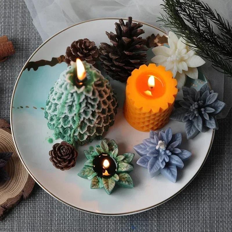 Creative Christmas Flower Silicone Mold Christmas Chocolate Candy Molds Kitchen Cake Baking Decor Tool Household Candle Mould