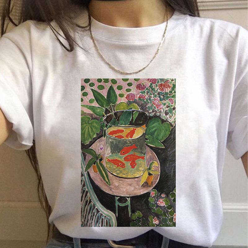 T-Shirt Women Summer Harajuku Art Painting Print Ladies Tee Tops Casual Short Sleeve Fashion Streetwear 2025 Tee Shirt Femme