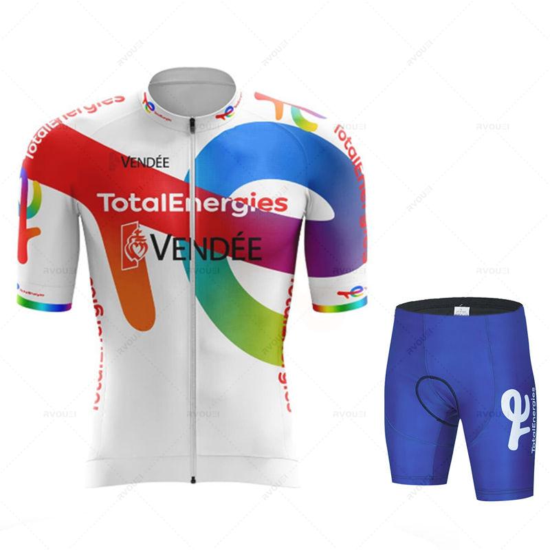 Total Energies Radtrikot Set Sommer Kurzarm Atmungsaktiv Fahrrad Herren Fahrradkleidung Maillot Ropa Ciclismo Uniform Anzug