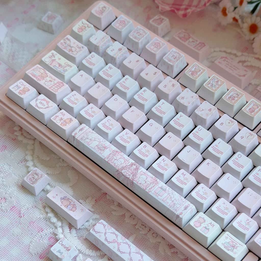MAIMOOO Keycaps For Dreamflower Wedding Pink Cherry Pbt Sublimation Lolita Fresh Style Girl Keyboard Keycap Gift