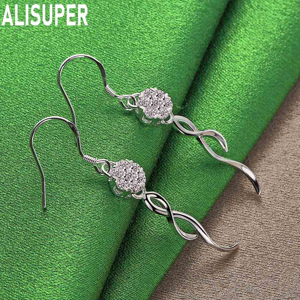 Exquisite 925 Sterling Silver Spiral Curve Earrings - Stylish Evening Jewelry