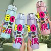 1PC Eighties Girl Retro Text 750ml Color Plastic Sports Water Bottle Leakproof Flip Straw Lid Suitable for Sports Office Home Use