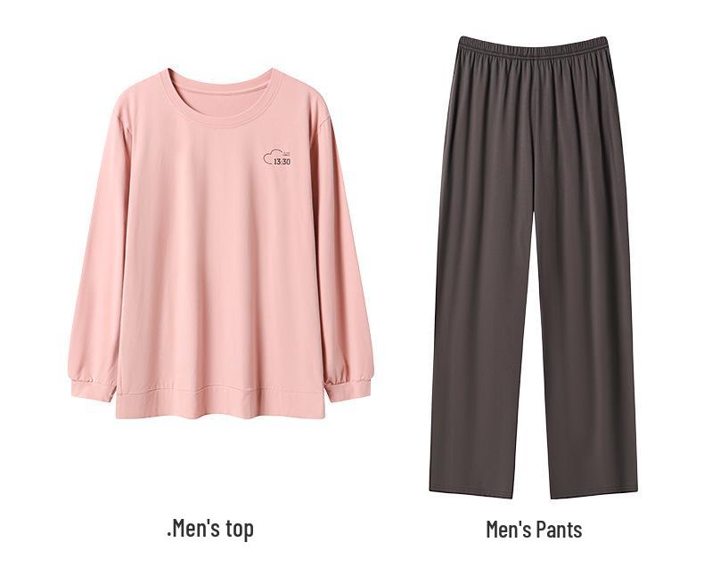 Autumn Pure Cotton Couple's Long Sleeve Pajamas Set for Men and Women