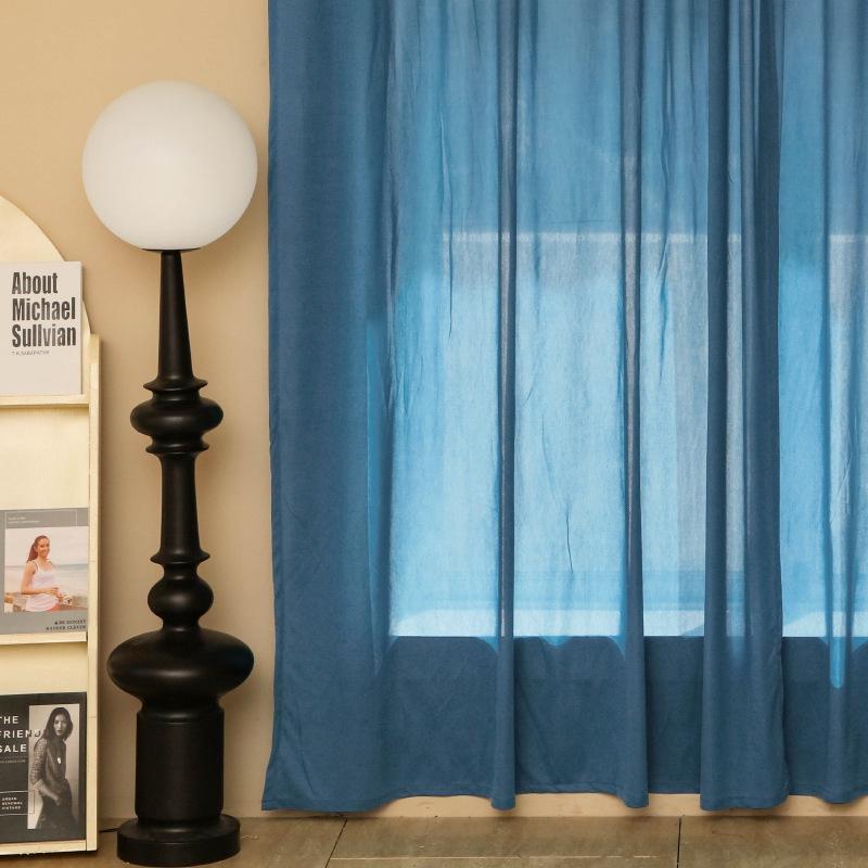 Solid-color Chiffon Curtains, French Retro Semi-blackout Drapery, Nordic Modern Style Simple and Light Luxury Privacy Curtains