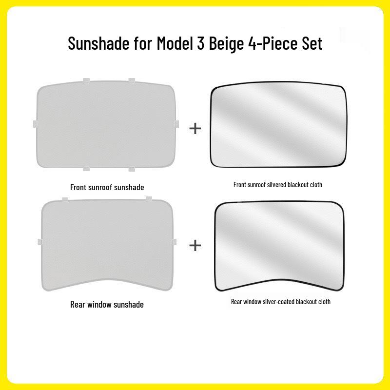 Sunshade Sunroof Cover for Tesla Model Y/L/3 - Heat Insulation & Blackout Protection