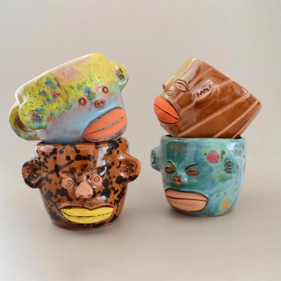 Weird Face Ceramic Mug 350ml Handcrafted Artistic Coffee Cup Decorative Tea Mug Drinkware Gift for Friends Family