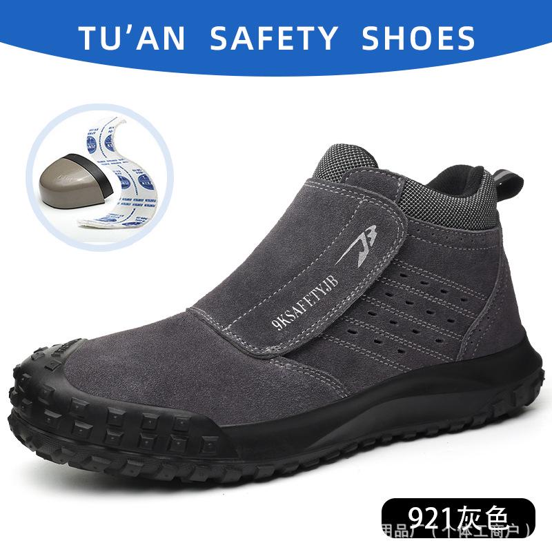Men's Suede 6KV Insulated Safety Shoes - Anti-Smash, Anti-Puncture, Welding Spark Proof, Lightweight & Comfortable